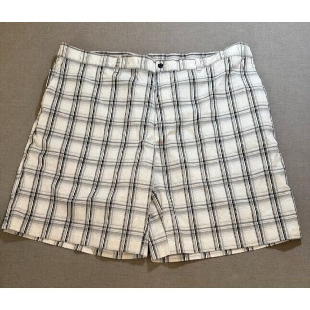 Savane Deck Shorts Mens 46 White Plaid Pocketed Belted Casual Zip Men NWOT‎